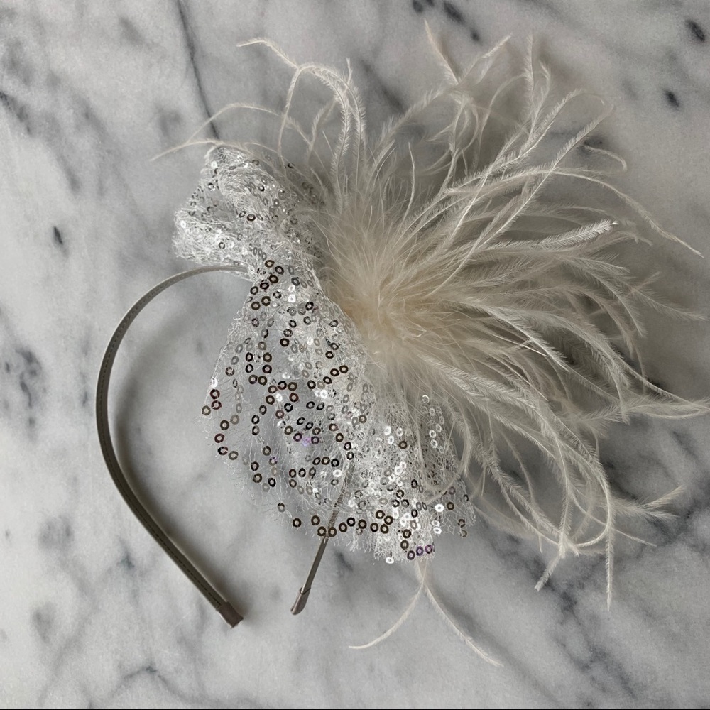 ‘Tasha’ Headband with Sequins and Feather Detail